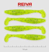 REIVA Zander Power Shad 10cm 4db/csomag /Neonzöld-Flitter/