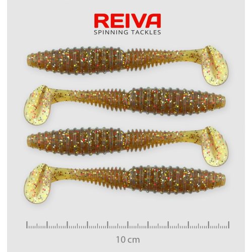 REIVA Zander Power Shad 10cm 4db/csomag /Barna-Flitter/