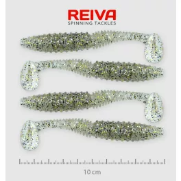 REIVA Zander Power Shad 10cm 4db/csomag /Ezüst-Flitter/ 