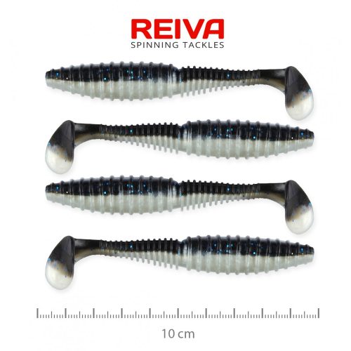 REIVA Zander Power Shad 10cm 4db/csomag (fekete-ezüst) 