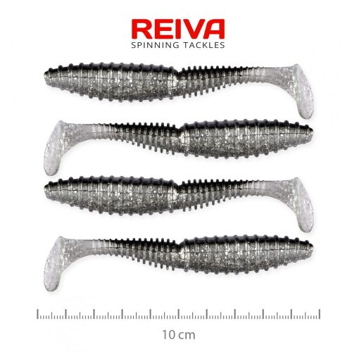 REIVA Zander Power Shad 10cm 4db/csomag (ezüst-csillám)