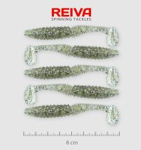 REIVA Zander Power Shad 8cm 5db/csomag /Ezüst-Flitter/