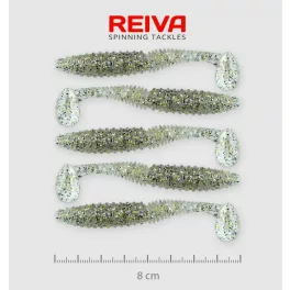 REIVA Zander Power Shad 8cm 5db/csomag /Ezüst-Flitter/
