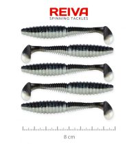 REIVA Zander Power Shad 8cm 5db/csomag (fekete-ezüst)