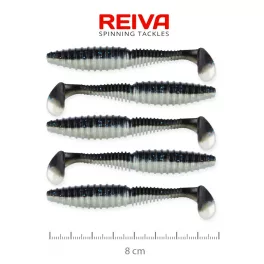 REIVA Zander Power Shad 8cm 5db/csomag (fekete-ezüst)