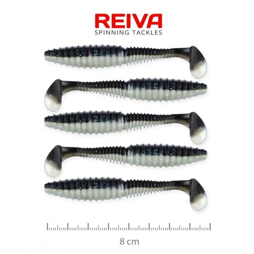 REIVA Zander Power Shad 8cm 5db/csomag (fekete-ezüst)