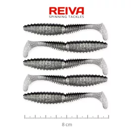 REIVA Zander Power Shad 8cm 5db/csomag (ezüst-csillám) 