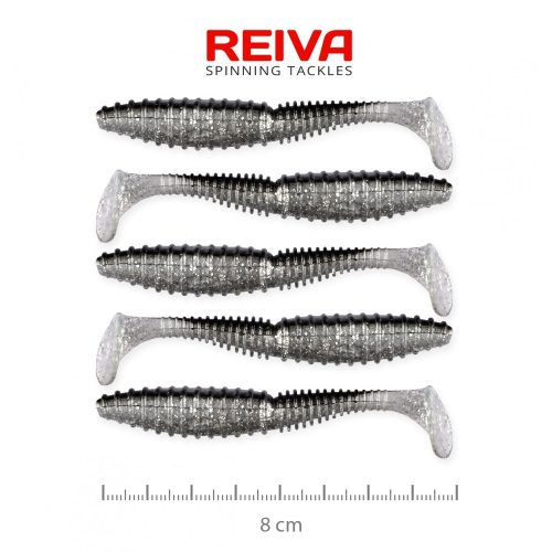 REIVA Zander Power Shad 8cm 5db/csomag (ezüst-csillám) 