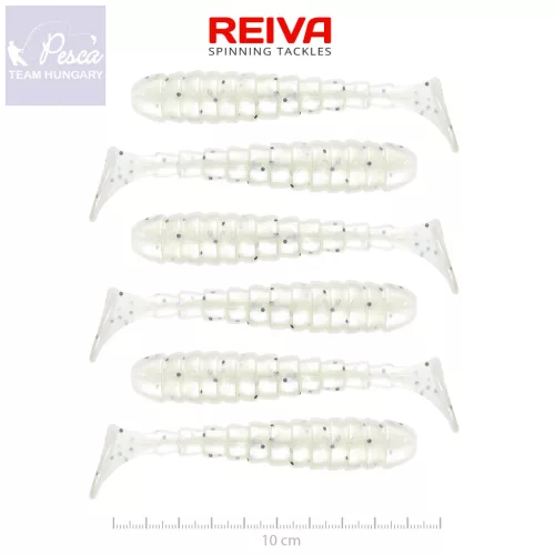 Reiva Stream Shad 10cm Pearl White Dots 6db/csomag