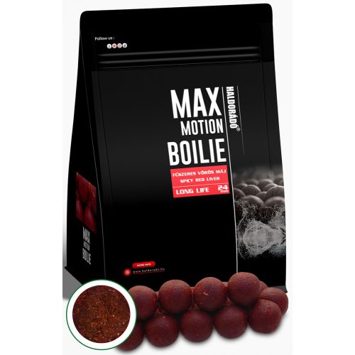HALDORÁDÓ MAX MOTION Boilie Long Life 24 mm - Fűszeres Vörös Máj 800gr