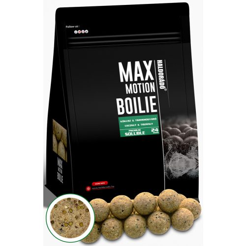 HALDORÁDÓ MAX MOTION Boilie Premium Soluble 24 mm - Kókusz & Tigrismogyoró 800gr