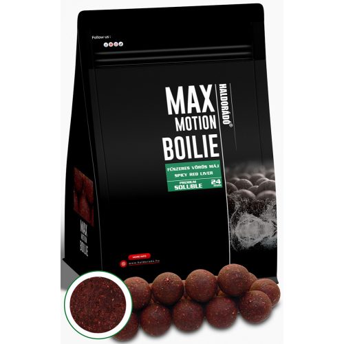HALDORÁDÓ MAX MOTION Boilie Premium Soluble 24 mm - Fűszeres Vörös Máj 800gr