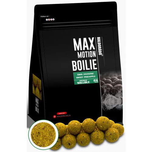 HALDORÁDÓ MAX MOTION Boilie Premium Soluble 24 mm - Édes Ananász 800gr