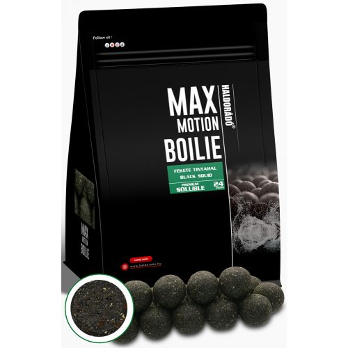 HALDORÁDÓ MAX MOTION Boilie Premium Soluble 24 mm - Fekete Tintahal 800gr