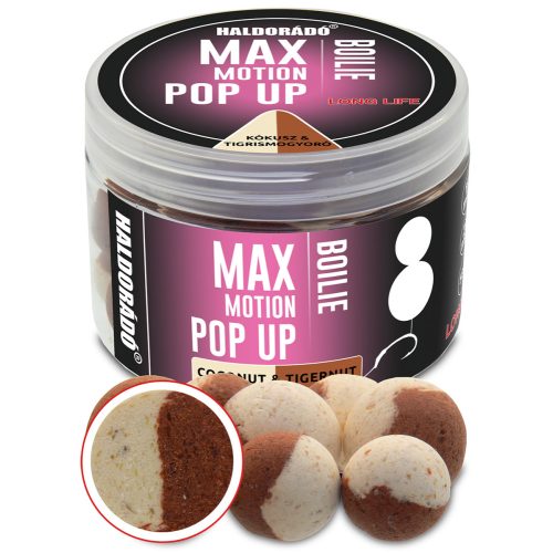 HALDORÁDÓ MAX MOTION Boilie Pop Up 16, 20 mm - Kókusz & Tigrismogyoró 50gr