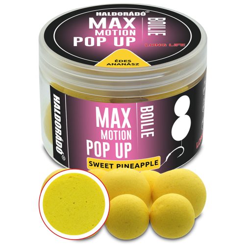 HALDORÁDÓ MAX MOTION Boilie Pop Up 16, 20 mm - Édes Ananász 50gr