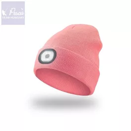   Energo Team Kötött Sapka Újratölthető LED Lámpával Rózsaszín