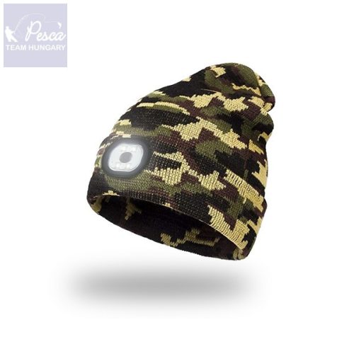 Energo Team Kötött Sapka Újratölthető LED Lámpával Camo