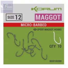 Korum XPERT Maggot BARBED Hooks füles horog
