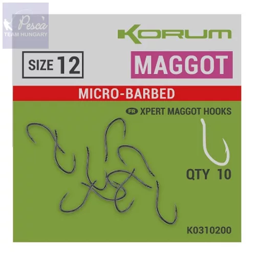 Korum XPERT Maggot BARBED Hooks füles horog