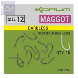 Korum XPERT Maggot BARBLESS Hooks füles horog